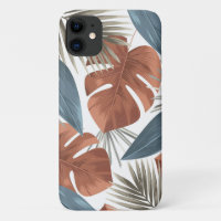 Tropical Chic Bronze Teal Modern Floral Pattern