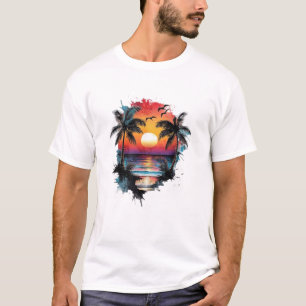 Tropical Chic Summer Graphic Vacation Sun T-Shirt