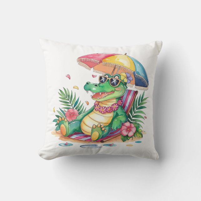 Tropical Chill Relaxing Gator Cushion (Front)