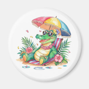 Tropical Chill Relaxing Gator Magnet