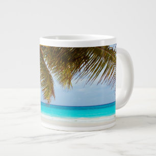Tropical Chilling Beach Scene Large Coffee Mug