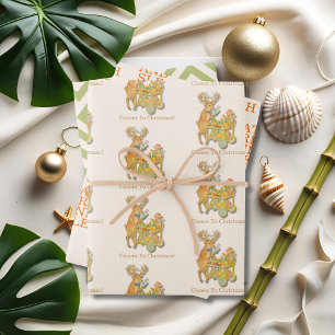 Tropical Chinoiserie Christmas Bar cart Wrapping Paper Sheet