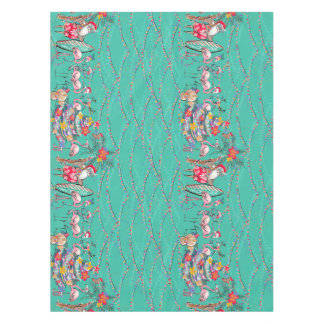 Tropical Christmans with Santa and Flamingos Tablecloth