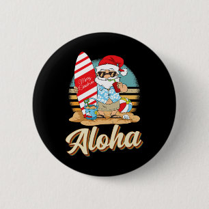 Tropical Christmas Aloha Santa Christmas In July H 6 Cm Round Badge