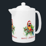 Tropical Christmas Bird Retro Merry Christmas<br><div class="desc">This tropical theme Christmas paper cup design features a tropical bird with a Santa hat holiday greenery and red retro Merry Christmas typography.
Get cosy this holiday season with this mug full of your favourite beverage.</div>