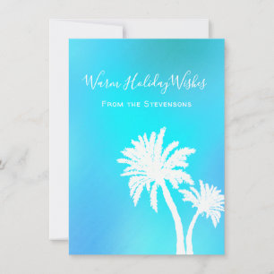 Tropical Christmas Blue Palm Trees Simple Cards