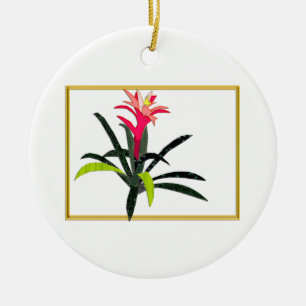 Tropical Christmas Bromeliad Ceramic Tree Decoration