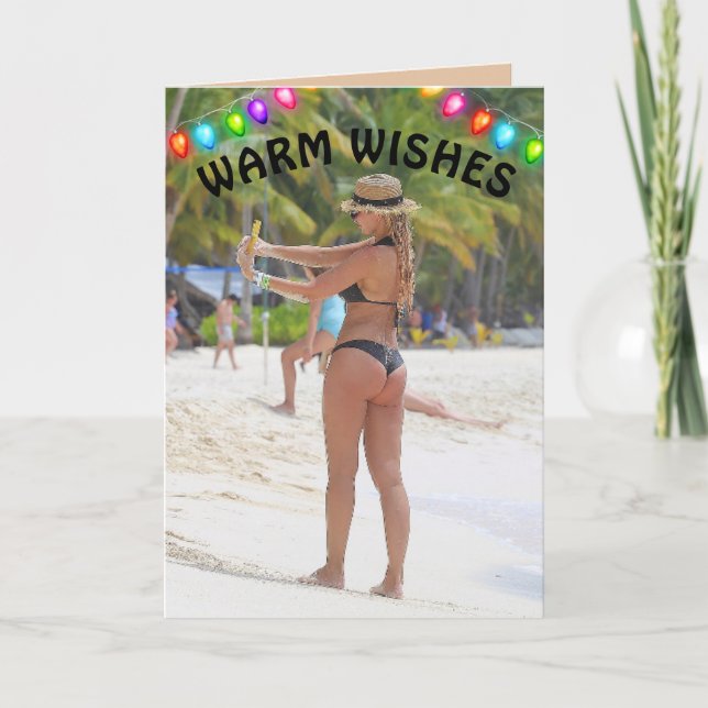 TROPICAL CHRISTMAS CARD BIG BUTT BIKINI GIRL CARDS (Front)