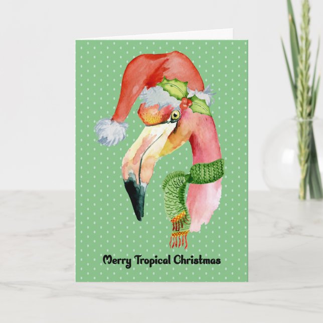 Tropical Christmas Card with Flamingo (Front)