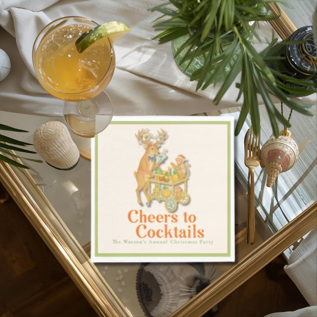 Tropical Christmas Cheers to Cocktails Napkin (Tropical Christmas Cheers to Cocktails Napkins)