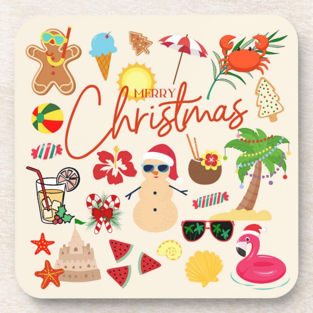  Tropical Christmas Coaster (Front)