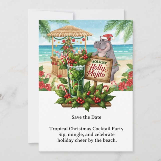 Tropical Christmas Cocktail Party Invitation  (Front)