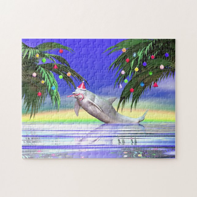Tropical Christmas Dolphin Jigsaw Puzzle (Horizontal)
