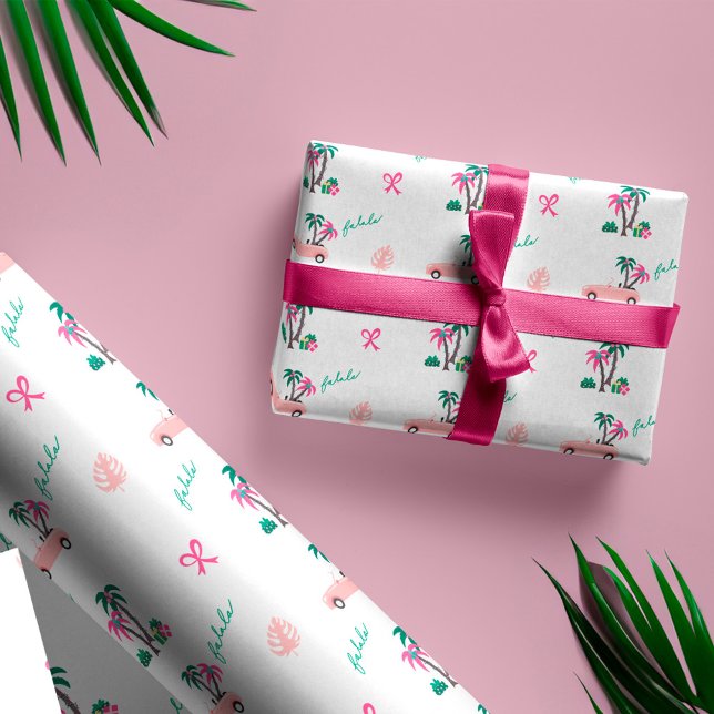 Tropical Christmas Fala Lets Roll Pink Convertible Wrapping Paper (Tropical Christmas Fala Lets Roll Pink Convertible Wrapping Paper)