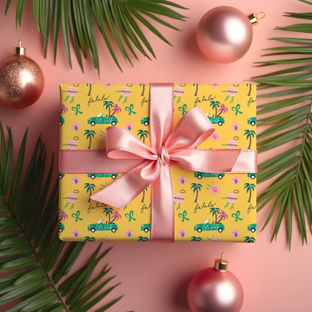 Tropical Christmas Fala Lets Roll Teal Convertible Wrapping Paper (Tropical Christmas Fala Lets Roll Teal Convertible Wrapping Paper)