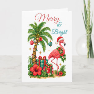 Tropical Christmas Flamingo Greeting Card