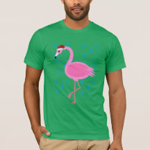 Tropical Christmas Flamingo Santa Claus T-Shirt ..
