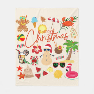 Tropical Christmas Fleece Blanket