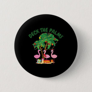 Tropical Christmas Florida Flamingo Deck The Palms 6 Cm Round Badge