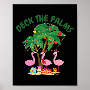 Tropical Christmas Florida Flamingo Deck The Palms Poster
