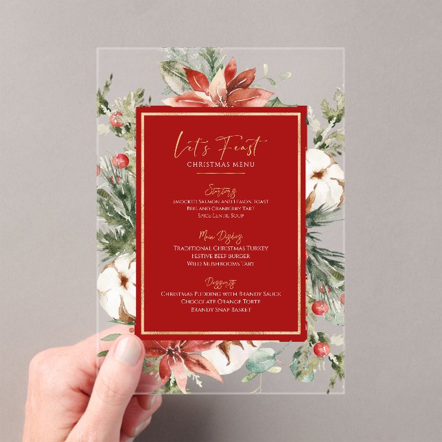 Tropical Christmas Flower Frame Acrylic Invitations (Insitu (Handheld))