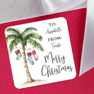 Tropical Christmas Gift Tag Sticker