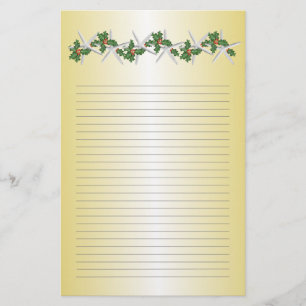 Tropical Christmas Gold Lined Writing Paper