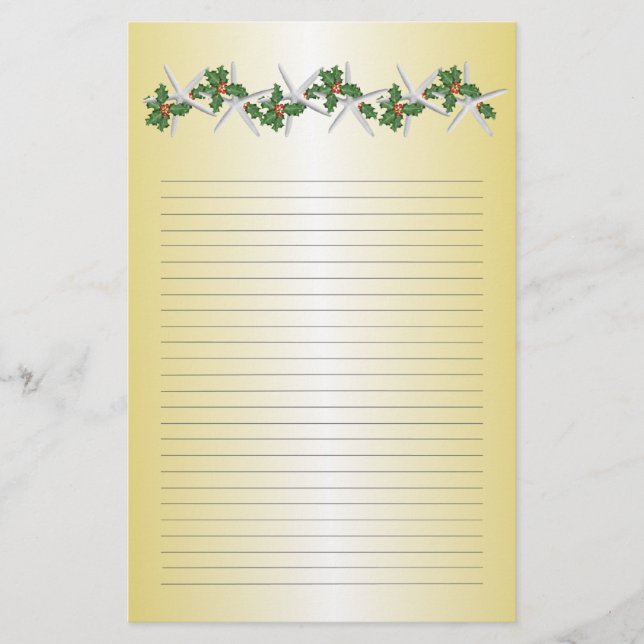 Tropical Christmas Gold Lined Writing Paper (Front)