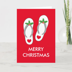 Tropical Christmas greeting card with flip flops