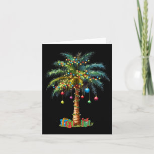Tropical Christmas Hawaiian Santa Xmas Lights Palm Card