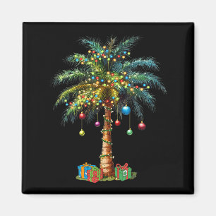 Tropical Christmas Hawaiian Santa Xmas Lights Palm Magnet