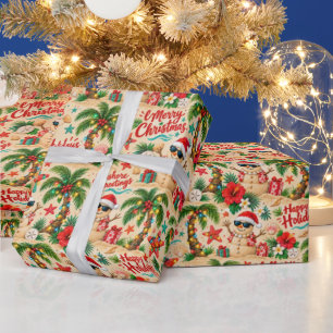 Tropical Christmas Holiday Fun Pattern Wrapping Paper