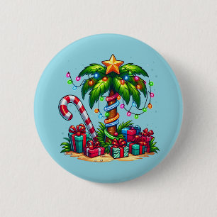 Tropical Christmas Holiday Palm Tree 6 Cm Round Badge