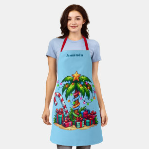 Tropical Christmas Holiday Palm Tree Apron