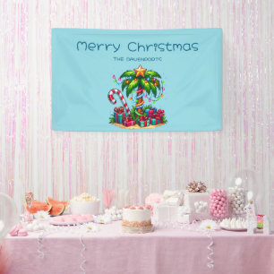 Tropical Christmas Holiday Palm Tree Banner