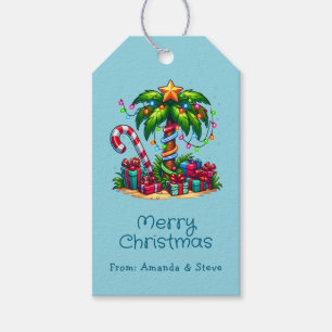 Tropical Christmas Holiday Palm Tree Gift Tags