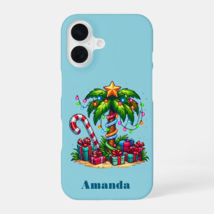 Tropical Christmas Holiday Palm Tree iPhone 16 Case