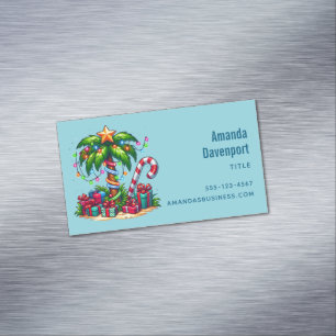 Tropical Christmas Holiday Palm Tree Magnetic Business Card