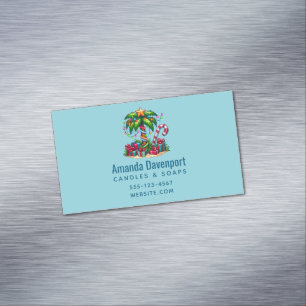 Tropical Christmas Holiday Palm Tree Magnetic Business Card
