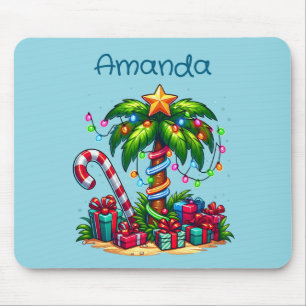 Tropical Christmas Holiday Palm Tree Mouse Mat