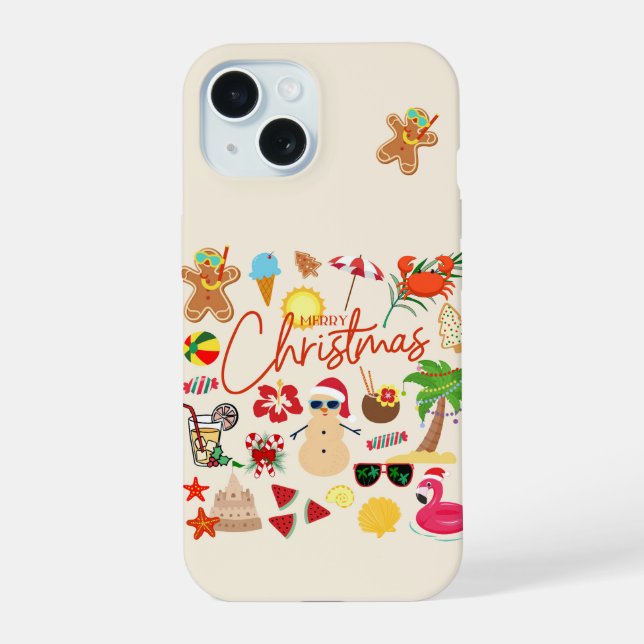 Tropical Christmas iPhone 15 Case (Back)