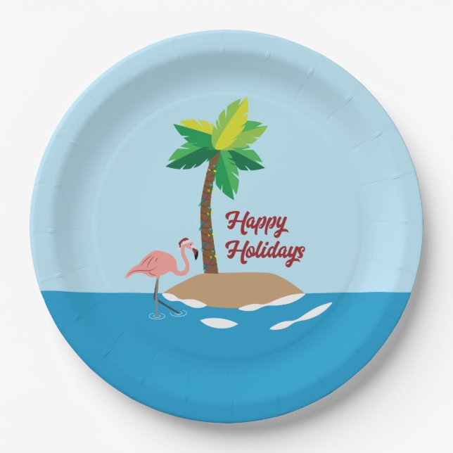Tropical Christmas Island Paper Plate (Front)