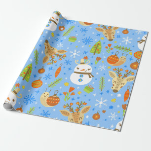tropical christmas july snail snowman summer xmas wrapping paper