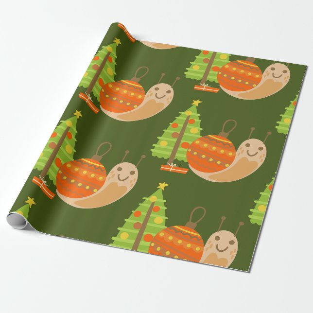 tropical christmas july snail summer xmas wrapping paper (Unrolled)