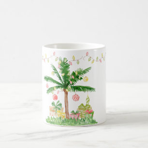 Tropical Christmas Lights Whimsical Watercolor Coffee Mug