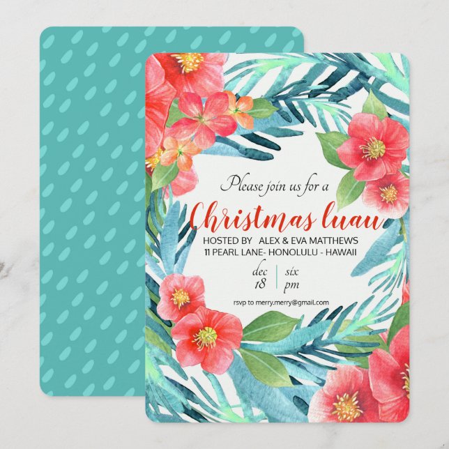 Tropical Christmas Luau Invitation (Front/Back)