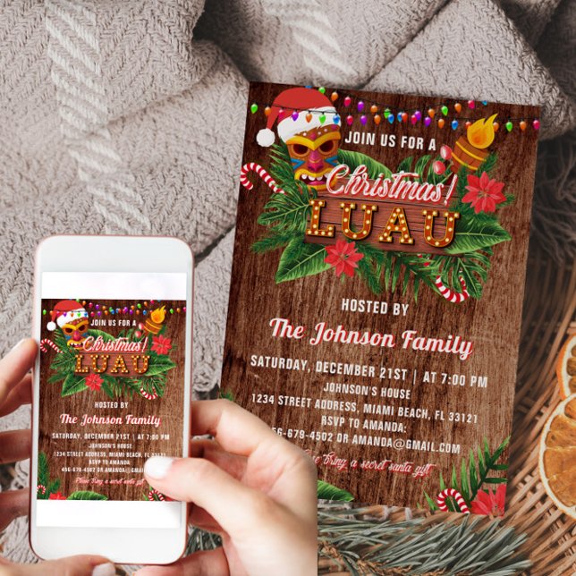 Tropical Christmas Luau Party Invitation (Tropical Christmas Luau Party Invitation)