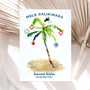 Tropical Christmas Mele Kalikimaka Palm Tree Holiday Card