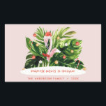 Tropical Christmas modern palm botanical Flamingo  Rectangular Sticker<br><div class="desc">Tropical Christmas modern deck the palm botanical flamingo stylish contemporary design.</div>