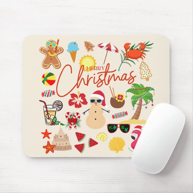 Tropical Christmas Mouse Mat (With Mouse)